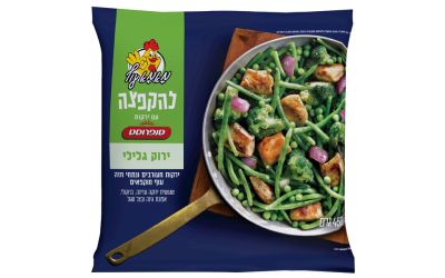 ירוק גלילי להקפצה ירקות מעורבים ונתחי חזה עוף