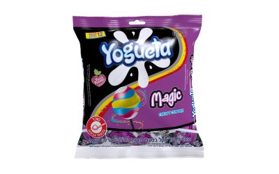 סוכריות על מקל בטעם מסטיק ממולאות טופי בטעם תות