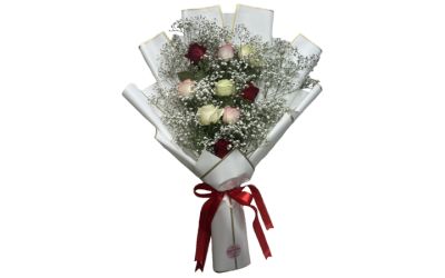 זר ורדים צבעוני מדורג