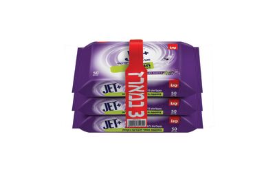 ג'ט+ מטליות לחות לניקוי כללי בתוספת חומץ בניחוח לבנדר