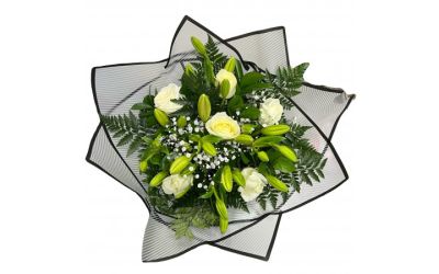 זר ורדים לבנים וליליות