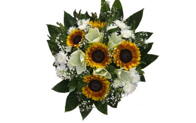 זר חמניות ולבן