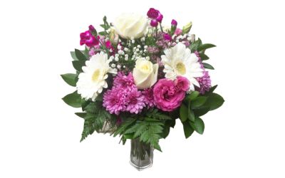 זר שמח לבן ורוד