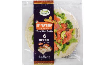 טורטייה מקמח חיטה 25 ס"מ 6 יח'