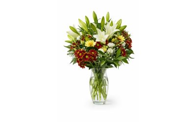 זר חגיגי לבן-אדום