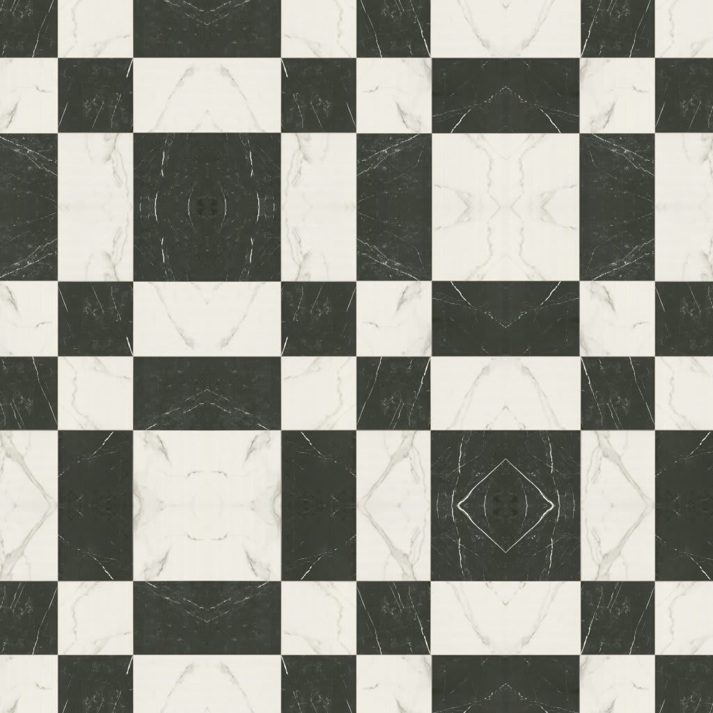 Casa Duet Calacatta Marquina Checkered - Slab carpet by MSI