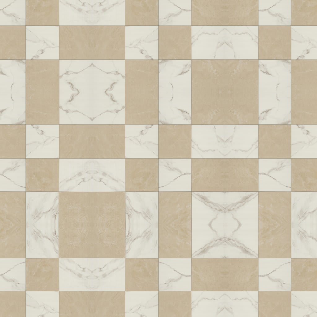 Casa Duet Calacatta Crema Checkered - Slab carpet by MSI