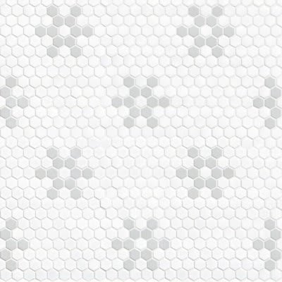 White And Gray Mod Petal Pattern Matte carpet by MSI