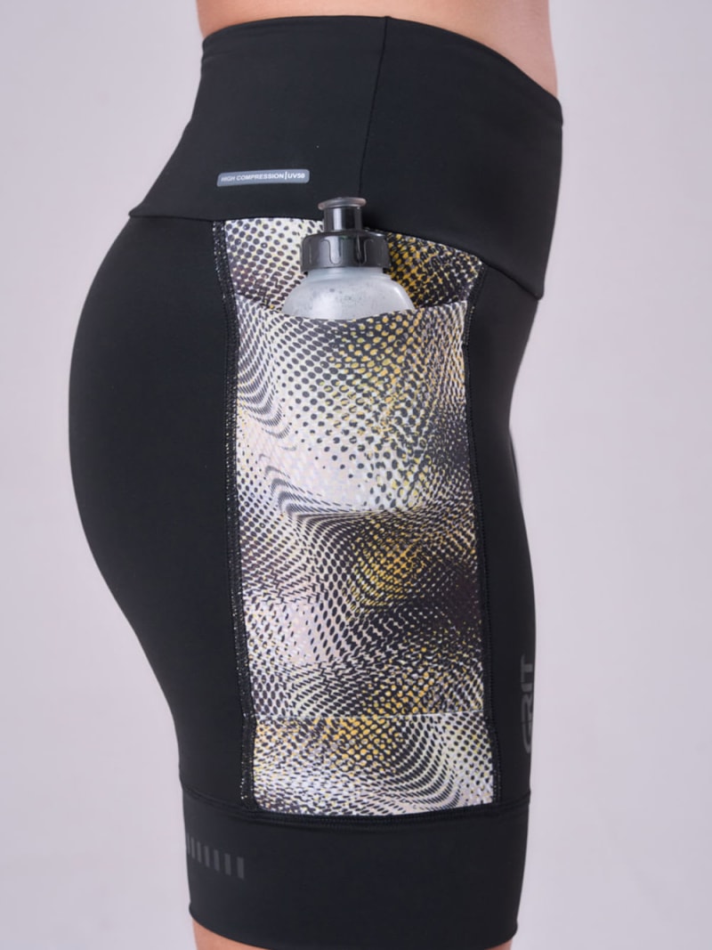 BERMUDA GRIT BOSSA 3 BOLSOS 18CM FEM IND PRETO/ESTAMPA 4