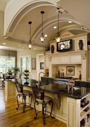 Here is a great example 130 kitchen island design ideas photo show beautiful dark granite counter tops are.love the kitchen Island bar-chairs