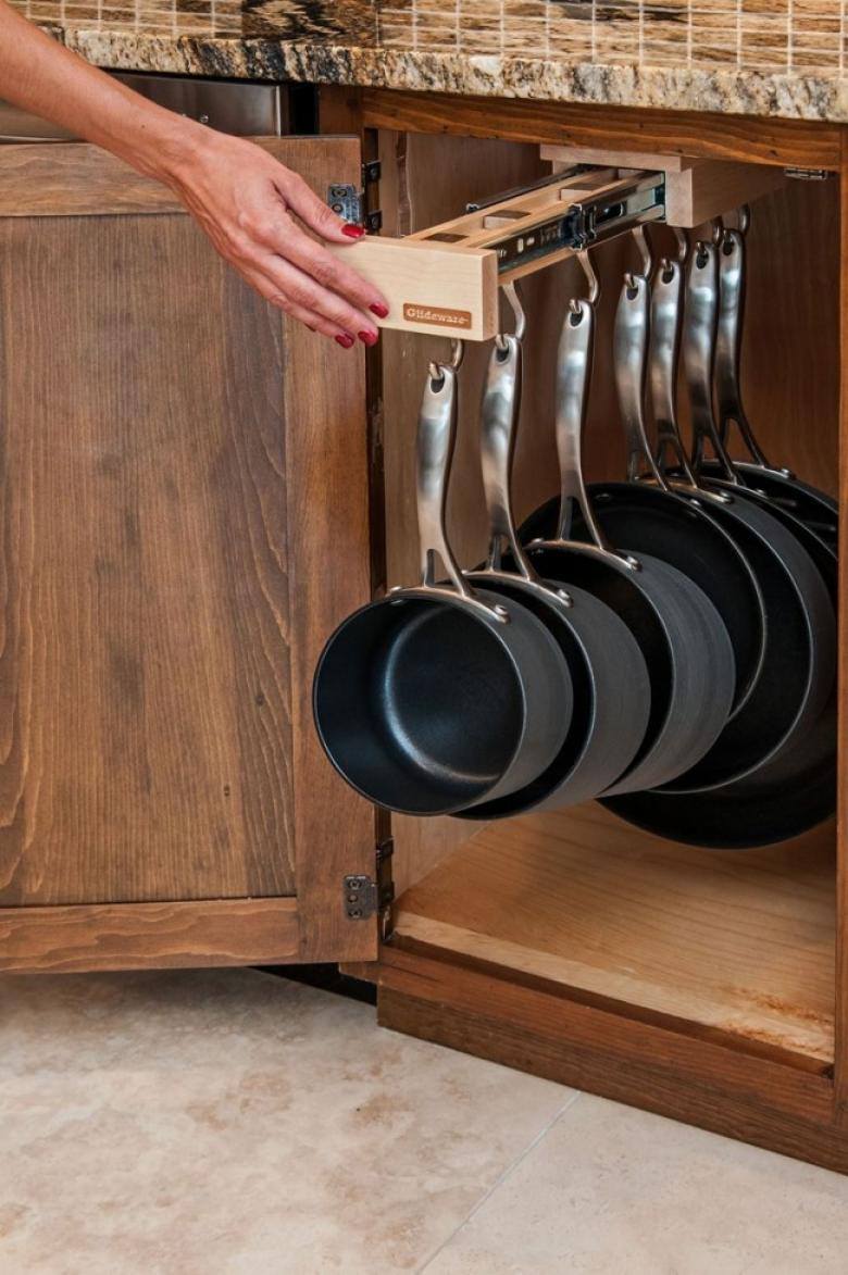 Kitchen hack -- Cabinetry-Pulls holding your Pots & Pans