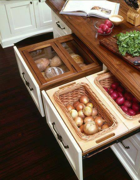 Kitchen drawer Hack below with Storage Bins & Bread Box