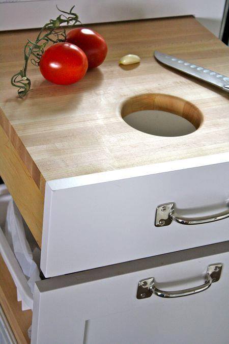 Kitchen Hack -- Cutting Board Drawer & Waste Basket Pull