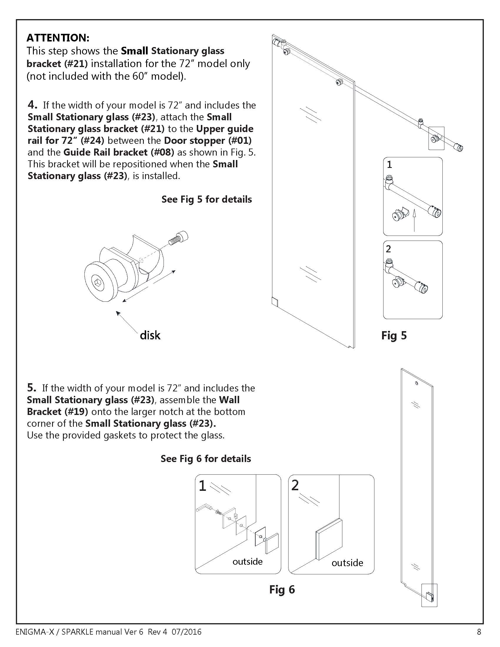 DreamLine Enigma X glass shower door Install manual page 8