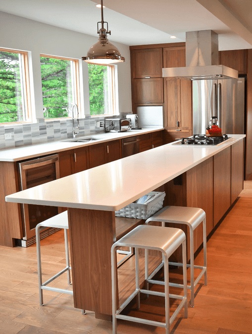 Kitchens with cooking island can be more flexible lot of kitchen installer think...well they are no designer as this photo here proves. That a kitchen island does not have to be a space eating monster.