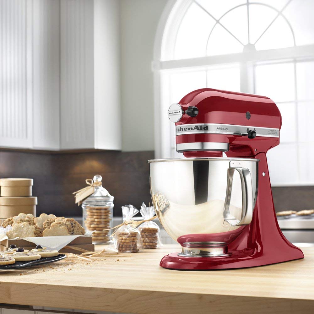 KitchenAid stand mixer artisan ships with stainless steel bowl pooring shield and 3 KitchenAid attachments