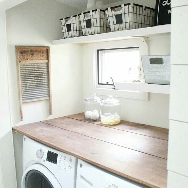 What a great example for how little you actually need to create a perfect small farmhouse laundry room