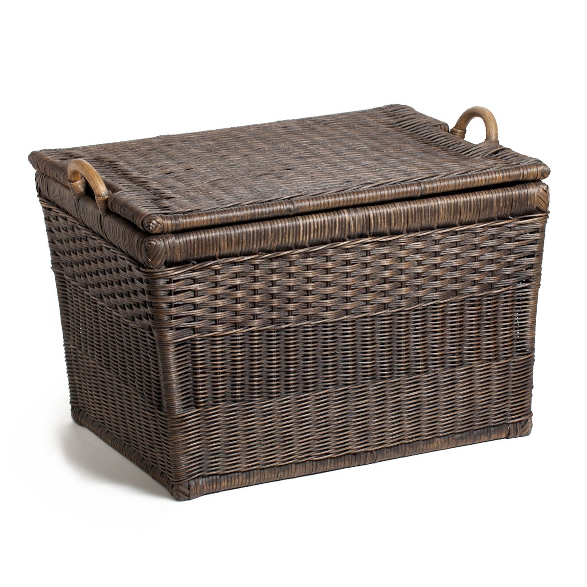 farmhouse decorating guide tip
Farmhouse basket
This elegant lidded storage basket could really be called a covered storage trunk with a lift-off lid and has a generous dimension great for farmhouse bedding or spare linen storage.
The exterior features three different styles of basket weave over a sturdy pole frame and durable wood bottom. Can be stacked or used individually.
Covered storage containers are handcrafted by artisans in Indonesia and are made of natural rattan.
Each covered storage box includes one removable fabric liner.
Large Antique Walnut Brown Finish (24.5"L x 18"W x 17.5"H)