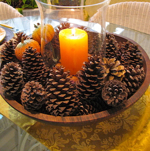 Pinecone Candle Centerpiece Fall Decorating Ideas - from Rita May Days Home Fall Decorations