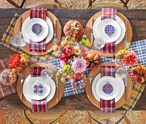 fall decorating ideas plaid tablescape