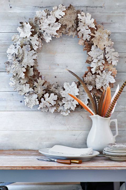 birch bark leaf wreath