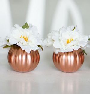 Copper Pumpkins Fall Centerpiece from Up to Date Interiors