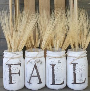Fall Decor DYI -Rustic Fall Mason Jars Centerpiece from Sincerely Jean