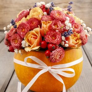 Pumpkin Flower Arrangement Fall Decor DYI from Garden Therapy