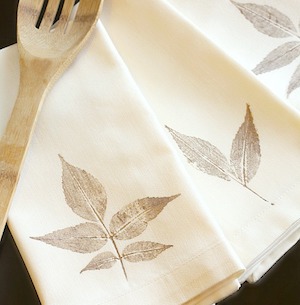 DIY Leaf Stamped Napkins from All Things G&D