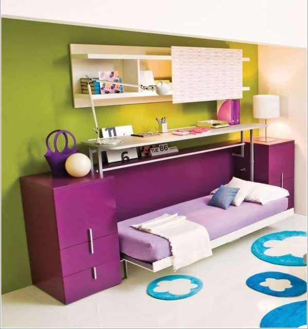 Multifunctional desk/bed furniture with bed setup for teens bedroom design