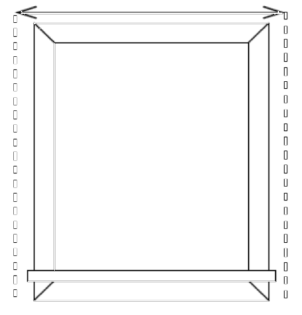 Images shows how to Measure the width to order blinds for the Outside Mount