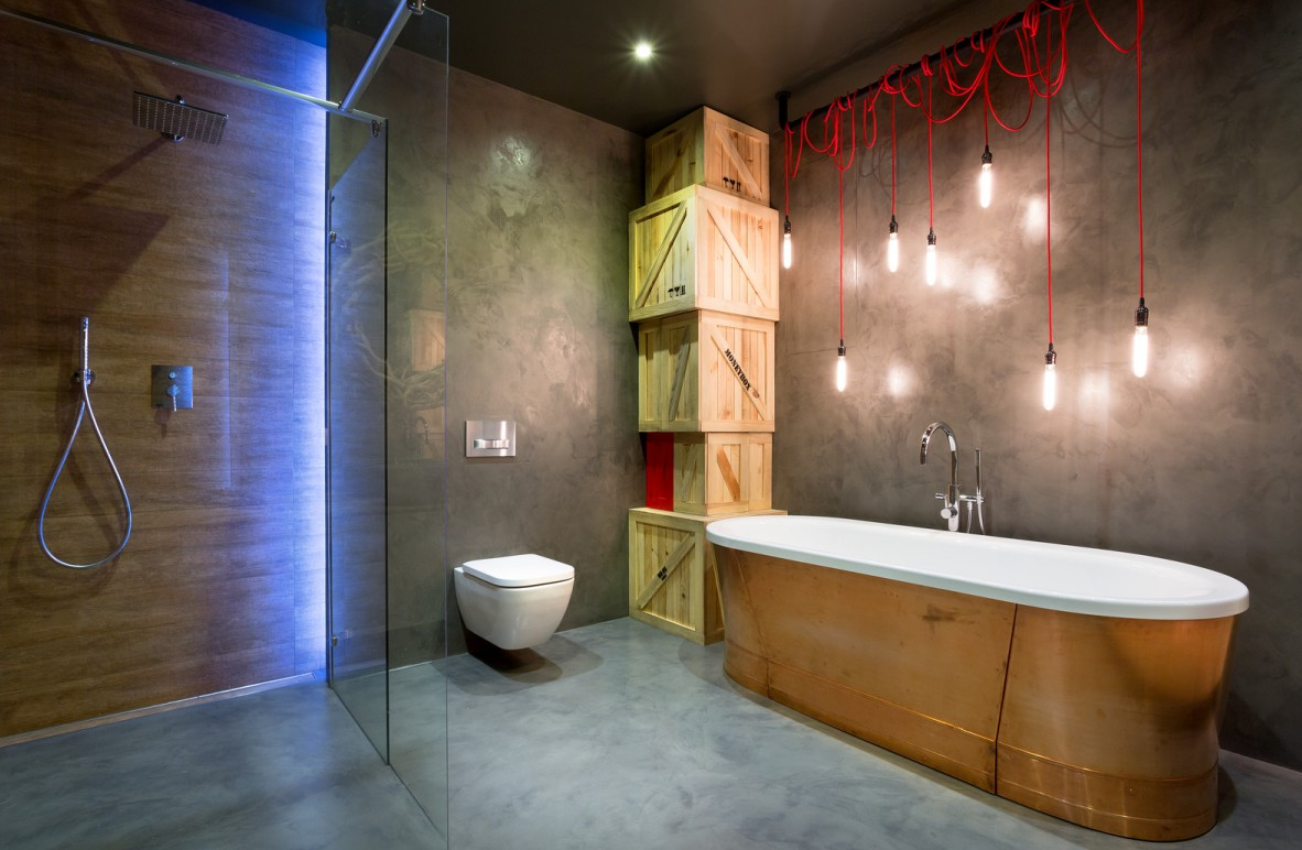 modern bathroom design in semi industrial style