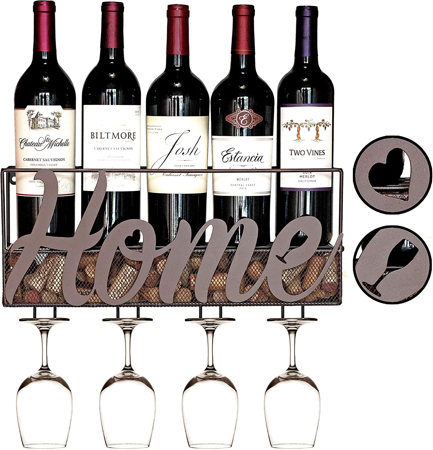 Best Wall Mount Wine Rack Holds 5 Bottles and 4 Glasses Best Wall Mount Wine Rack Holds 5 Bottles and 4 Glasses - HOME
