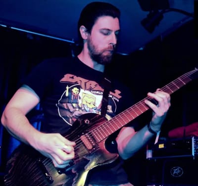 Adam Hooton performing live, guitarist and guitar teacher based in Croydon.