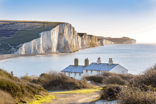 Seven Sisters Chalk Cliffs and Coast Guard Cottages