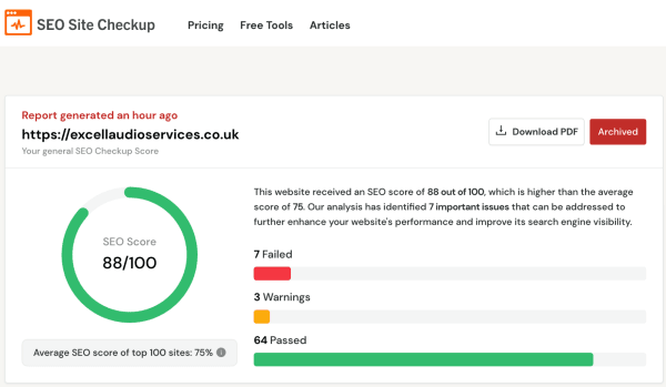 SEO Site Checkup screenshot