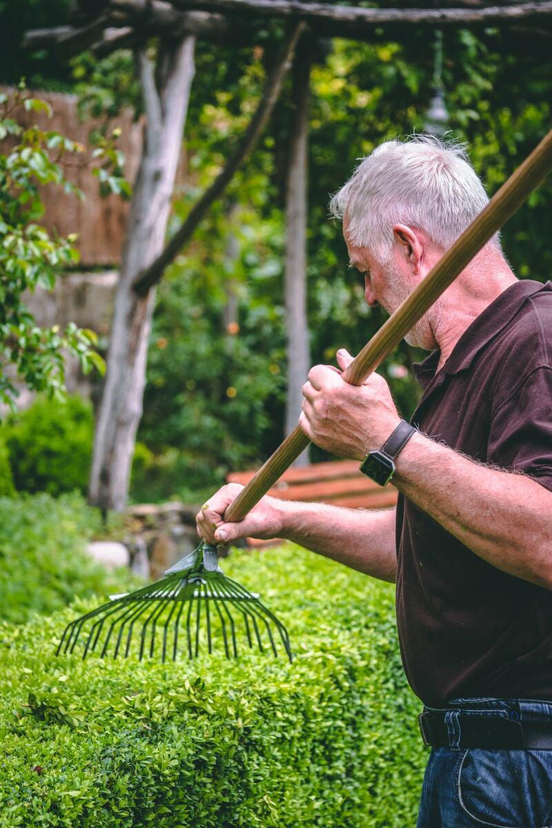Klaus bei der Gartenpflege