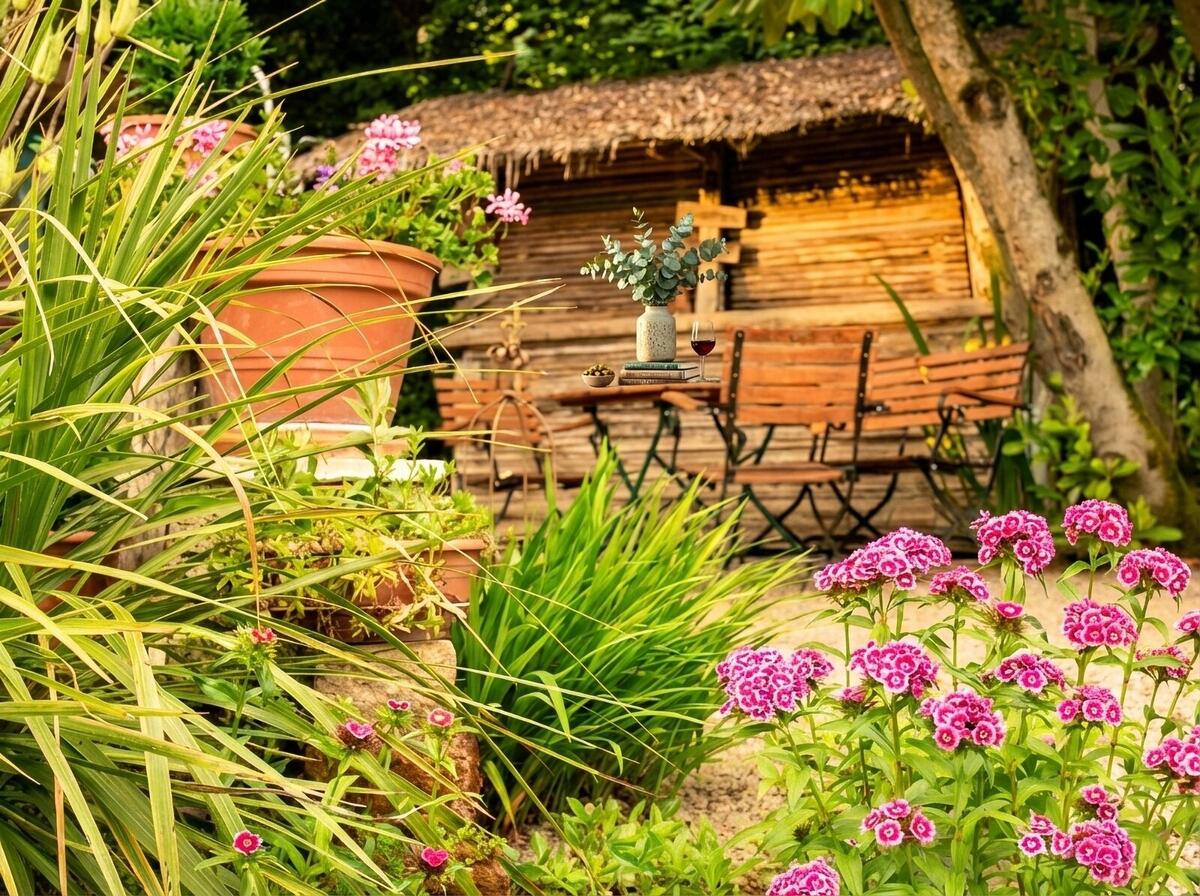 Gartenweg mit Akeleien