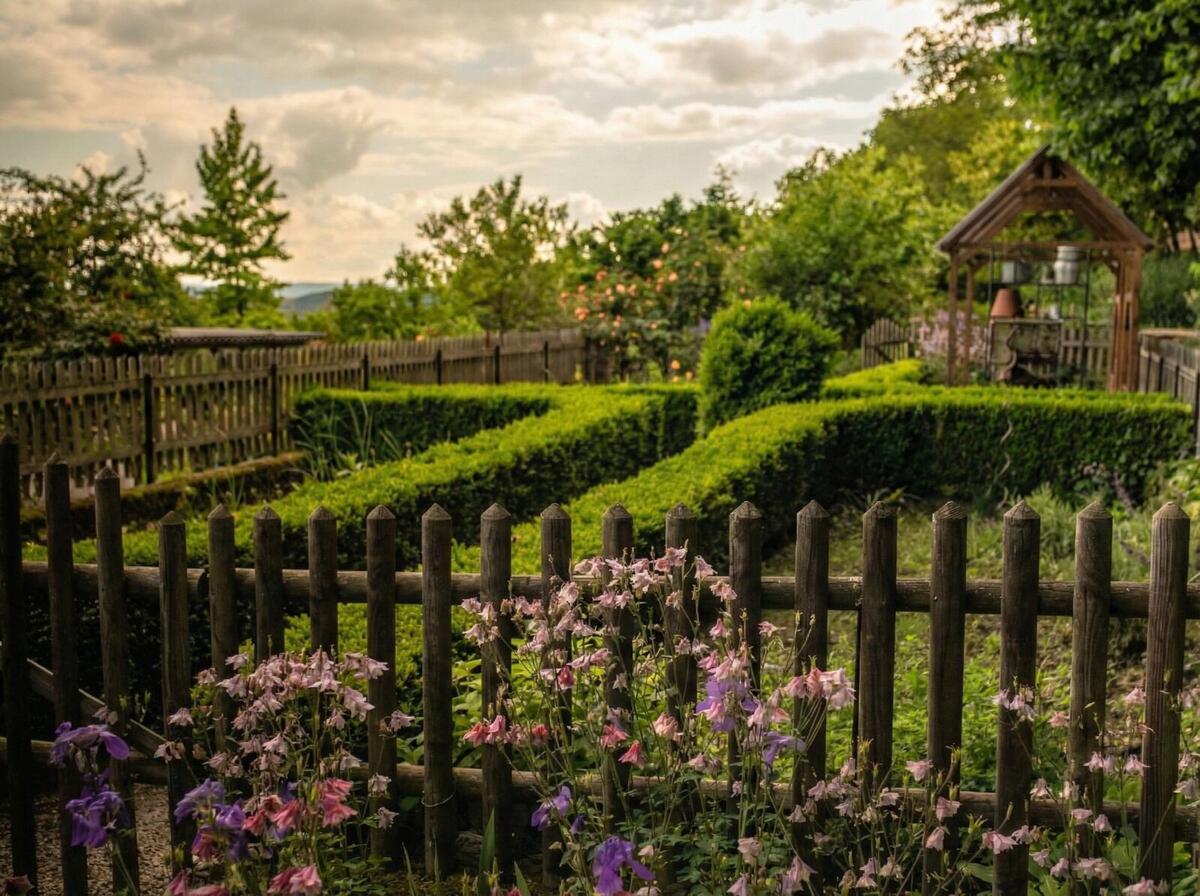 Bauerngarten mit Akeleien