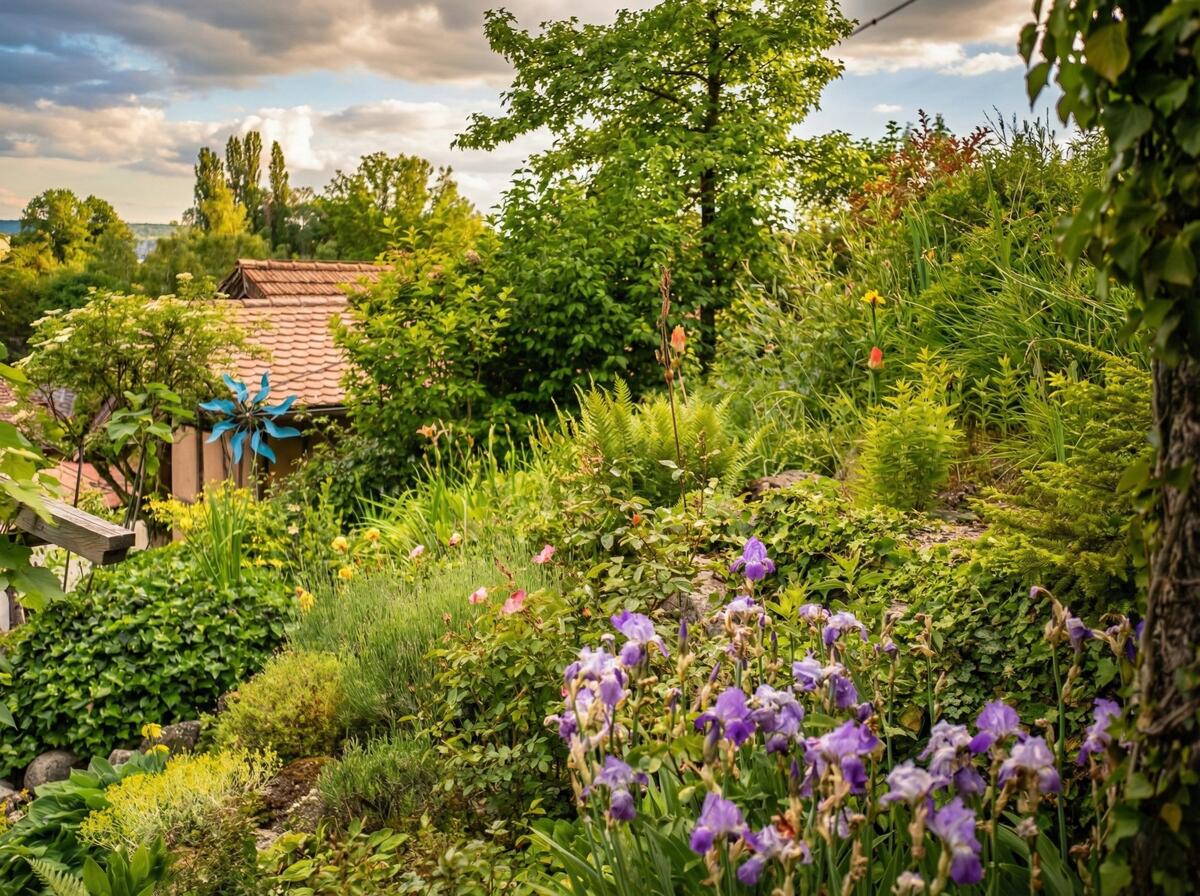 Blumengarten mit Iris