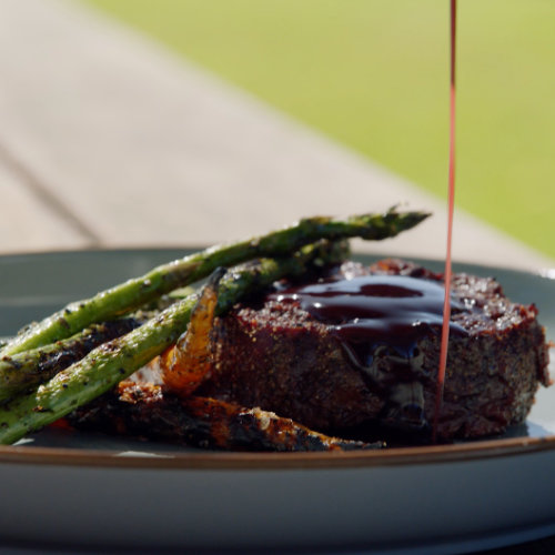 Reverse Seared Eye Fillet Wagyu Steak wit Red Wine Jus