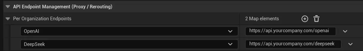 Settings panel for API keys