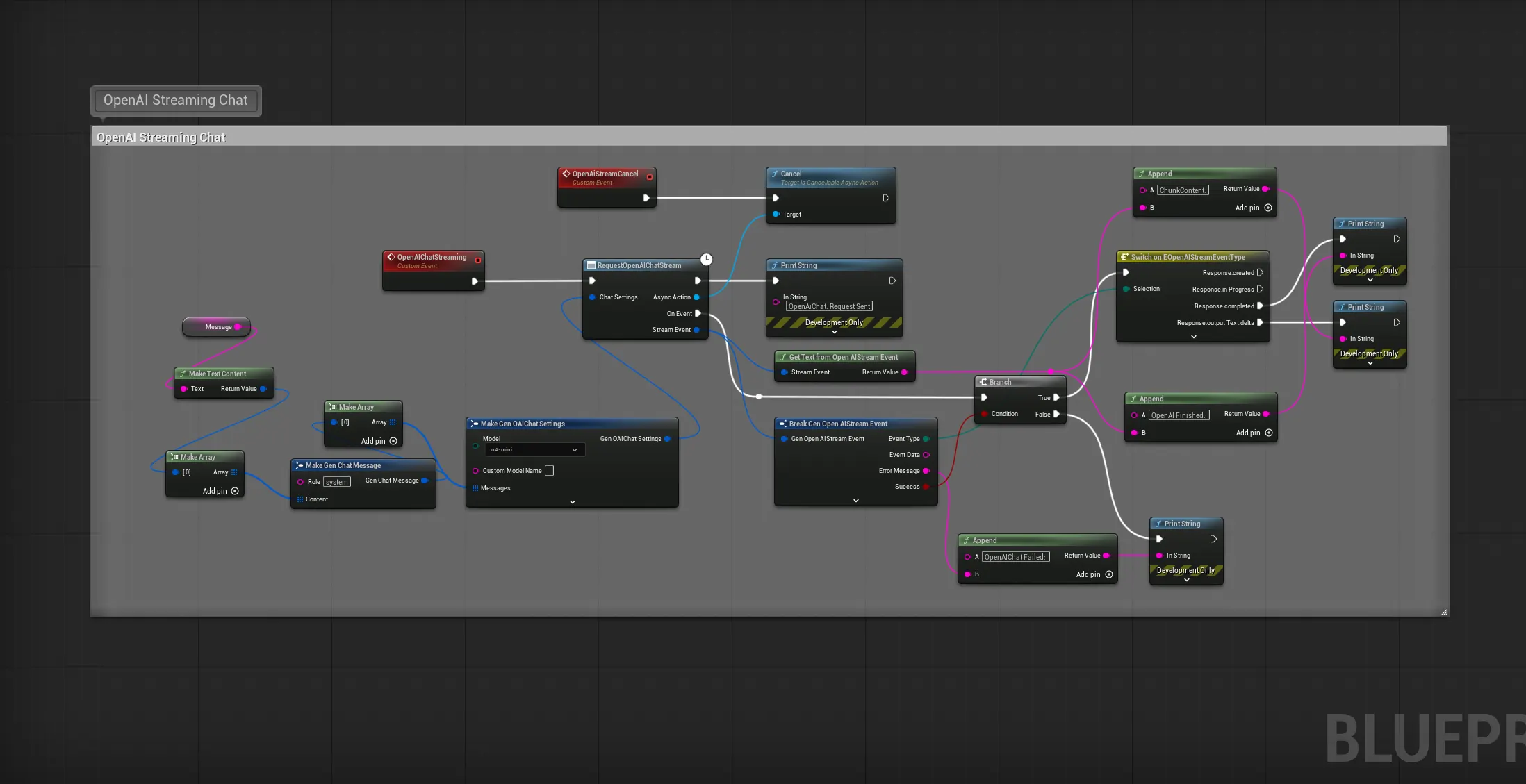 Blueprint streaming example