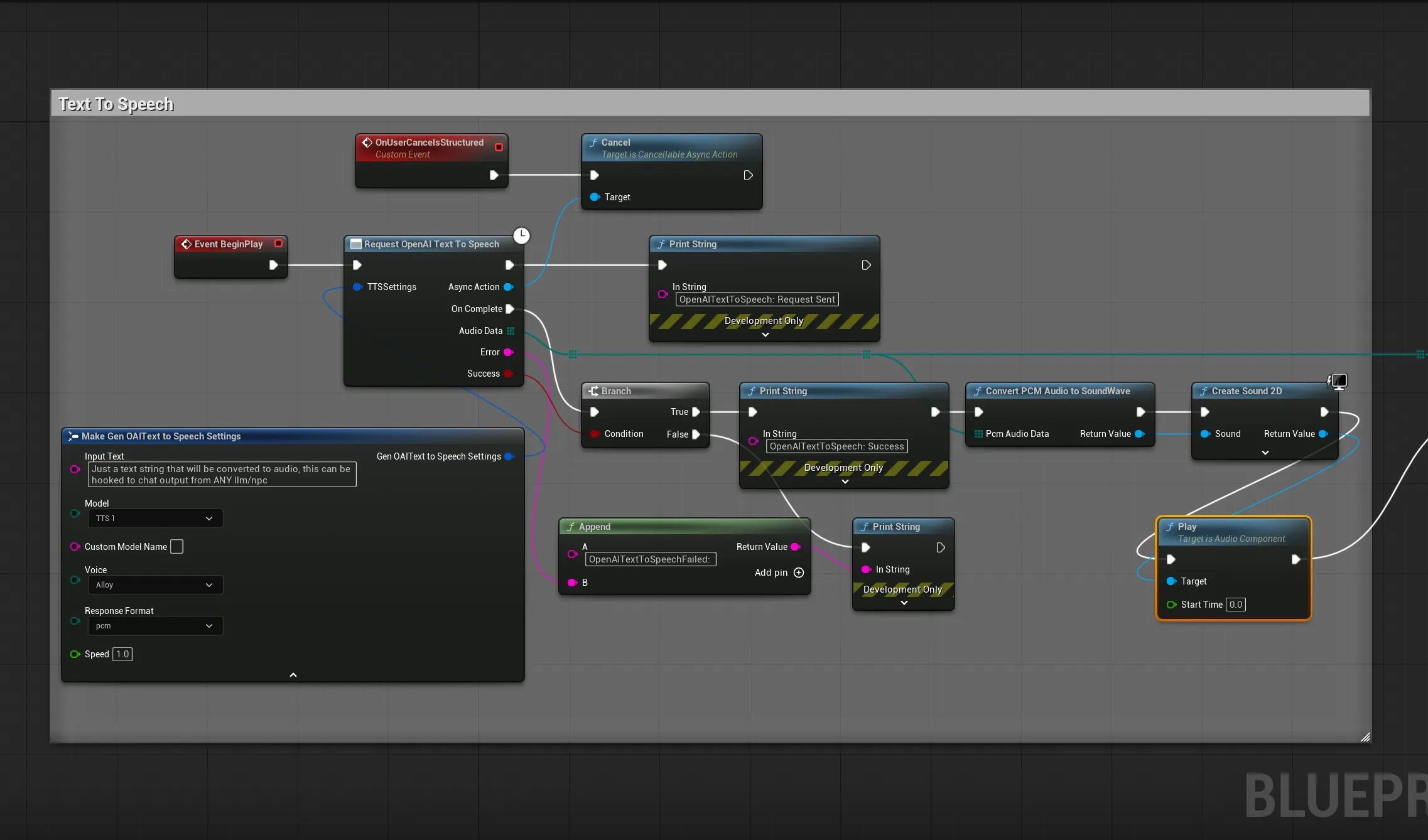 Blueprint TTS Example