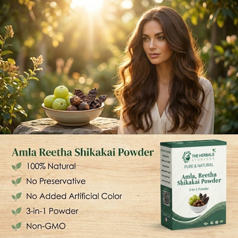 Organic Amla Reetha Shikakai 3-in-1 Hair Growth Powder thumbnail 1