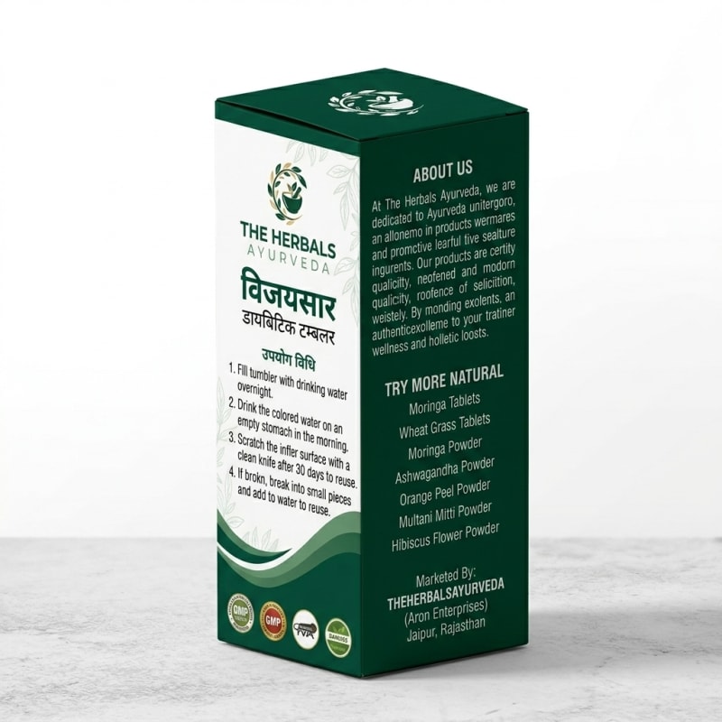 The Herbals Ayurveda 100% Natural Vijaysar Wood Tumbler | Supports Natural Glucose Metabolism thumbnail 1