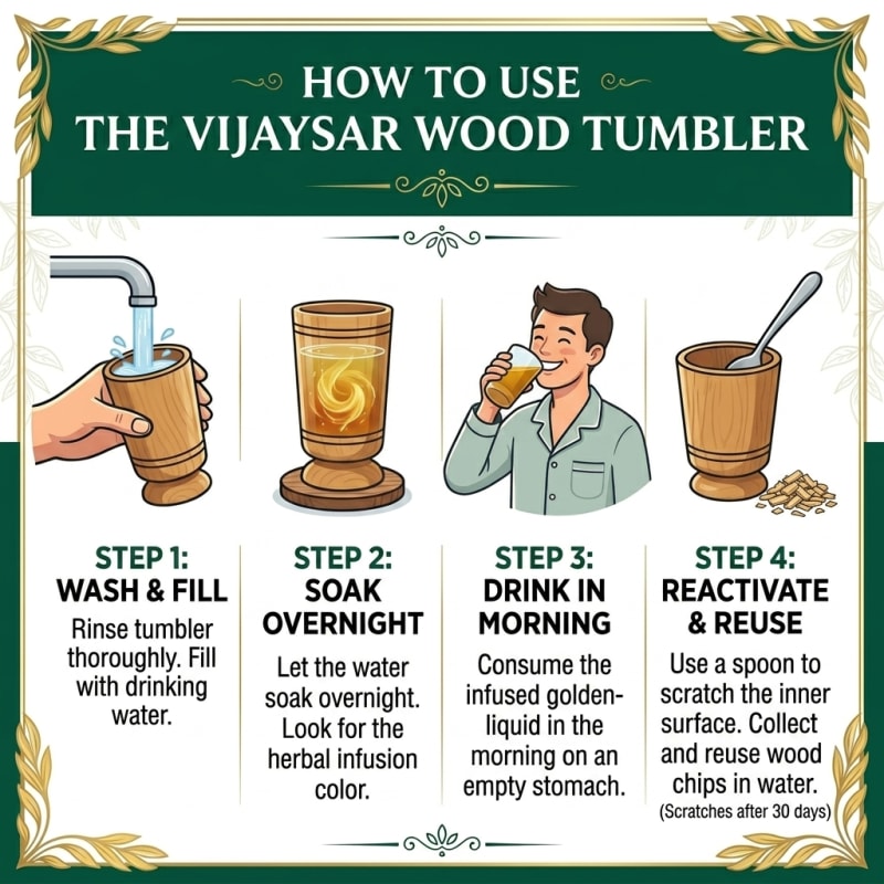 The Herbals Ayurveda 100% Natural Vijaysar Wood Tumbler | Supports Natural Glucose Metabolism thumbnail 2
