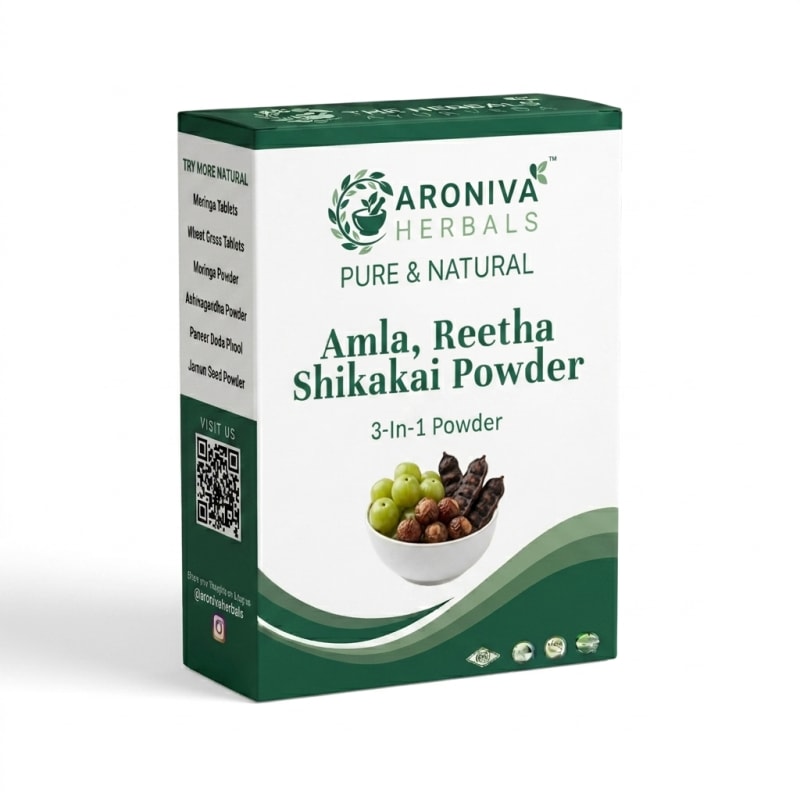 Buy Organic Amla Reetha Shikakai 3-in-1 Hair Growth Powder online - Pure Ayurvedic Quality