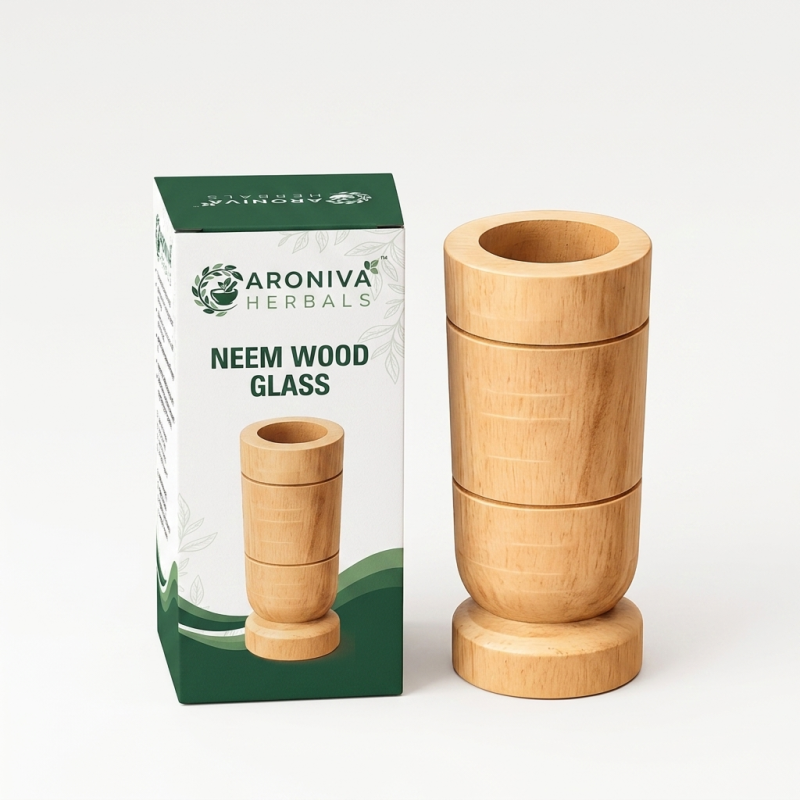 Buy Aroniva Herbals 100% Natural Neem Wood Glass | Purifying & Detox Tumbler online - Pure Ayurvedic Quality