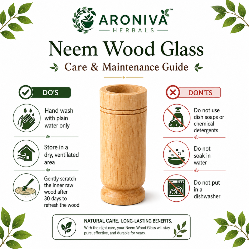 Aroniva Herbals 100% Natural Neem Wood Glass | Purifying & Detox Tumbler thumbnail 2